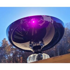 Black /Purple‎ Art Glass Bowl~ Clear Swirl Pedestal Base~ Centerpiece~ Aseda?